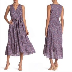 J. CREW Liberty Fabric Kayoko midi Dress Cottage wrap floral sleeveless v neck 4